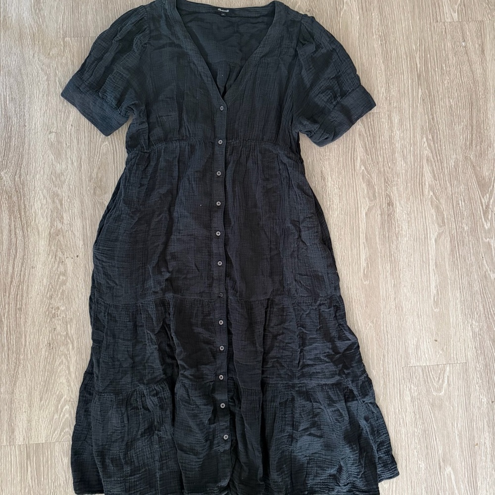 Madewell lightspun tiered button down midi dress sz 14